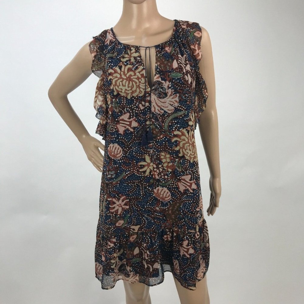 Madewell Womens Multicolor Floral Print Flutter Sleeve Shift Mini Dress Size S